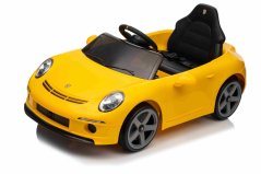 Beneo Elektrické autíčko RUF GT 12V, žlté, Otváracie dvere, 2.4 GHz diaľkové ovládanie, LED svetlá vpredu aj vzadu, USB/Aux Vstup, Lítiová batéria, 2 X 35W motor, ORIGINÁL licencia