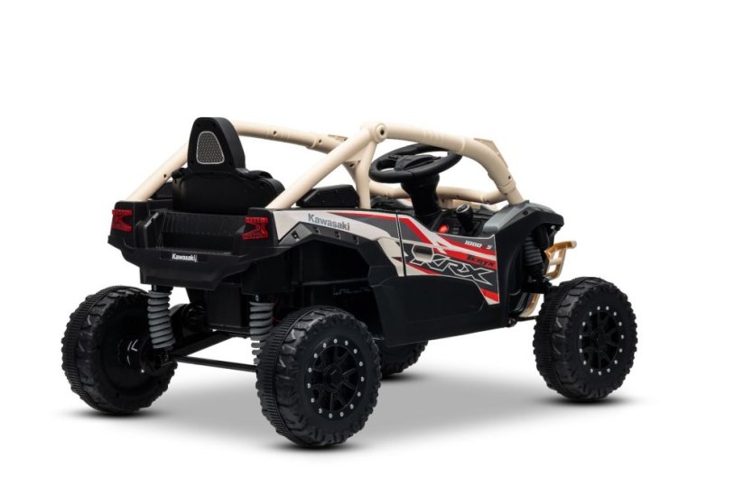 Elektrické autíčko Kawasaki TERYX KRX 1000 12V, khaki, jednomiestne, odpružená zadná náprava, 2,4 Ghz diaľkové ovládanie, Lítiová batéria, 2 x 25W Motory, MP3 s USB/AUX