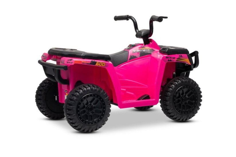 Elektrická čtyřkolka Beneo Arctic Cat 12V se zadním pohonem, růžová, LED světla, lithiová baterie, 2 x 25W motor, originální licence