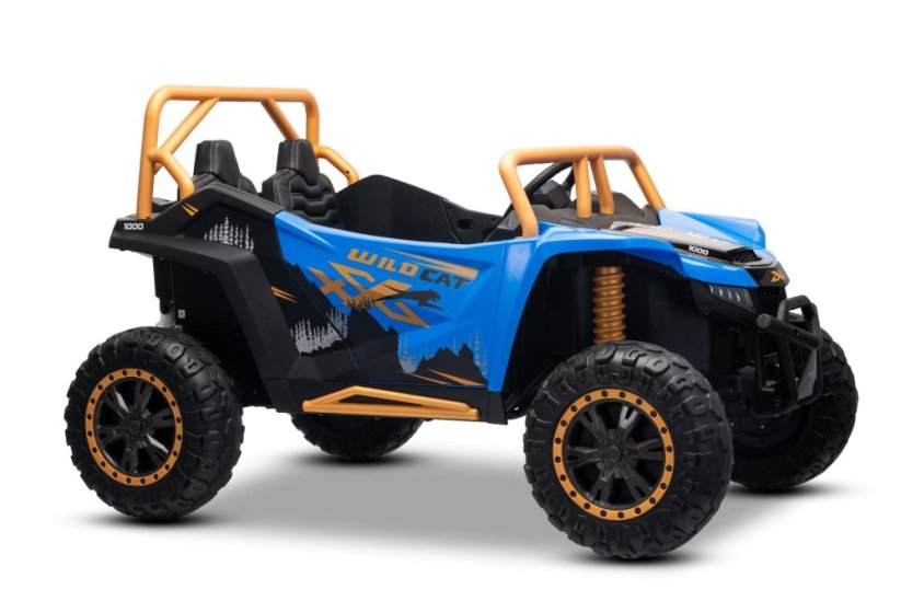Elektrická buggy Arctic CAT XXL 4x4 24V, modrá, dvoumístná, měkká EVA kola, výkonné motory, lithiová baterie, MP3 přehrávač s Bluetooth, odpružená zadní náprava, koženková sedadla, originální licence