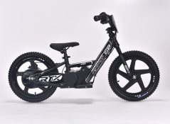 Dětské elektrické odrážedlo RIRIBIKE RTX6 24V (16”), černé, Lithiová baterie, 250W Motor, Kotoučová brzda, Nastavitelné měkké PU sedátko