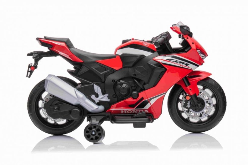 Beneo Elektrická Motorka HONDA CBR 1000RR Licencované 12V batéria Plastové kolesá 30W motor LED svetlá pevný rám pomocné kolieska červené