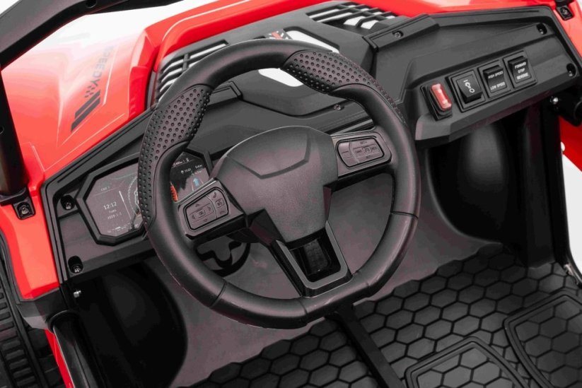 Elektrické auto Beneo T-REX Ride 4x4 dvoumístné 24V, černé, MP3 přehrávač se vstupem USB/AUX, pohon 4x4, lithiová baterie, odpružení, dálkové ovládání, LED světla
