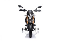 Beneo elektrická motorka Aprilia Dorsoduro 900 Licencované 12V batéria Eva mäkké kolesá 2 x 18W motor odpruženie kovový rám kovová vidlica pomocné kolieska čierna