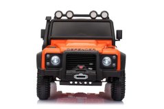 Beneo Elektrické autíčko Land Rover Defender 110 SVX 12V, oranžové, 4X4 pohon, LED svetlá, predné aj zadné odpruženie kolies, 2.4 GHz diaľkové ovládanie, USB/Aux Vstup, Bluetooth, Lítiová batéria, 4 X 25W motor, ORIGINÁL licencia