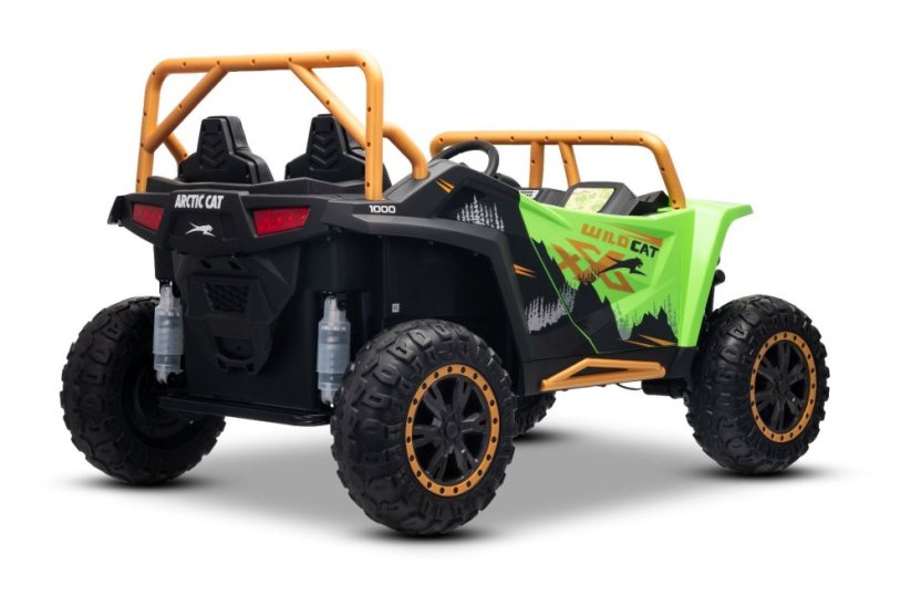 Elektrická buggy Arctic CAT XXL 4x4 24V, zelená, dvoumístná, Měkká EVA kola, Výkonné motory, Lithiová baterie, MP3 přehrávač s Bluetooth, Odpružená zadní náprava, Koženková sedadla, Originální licence