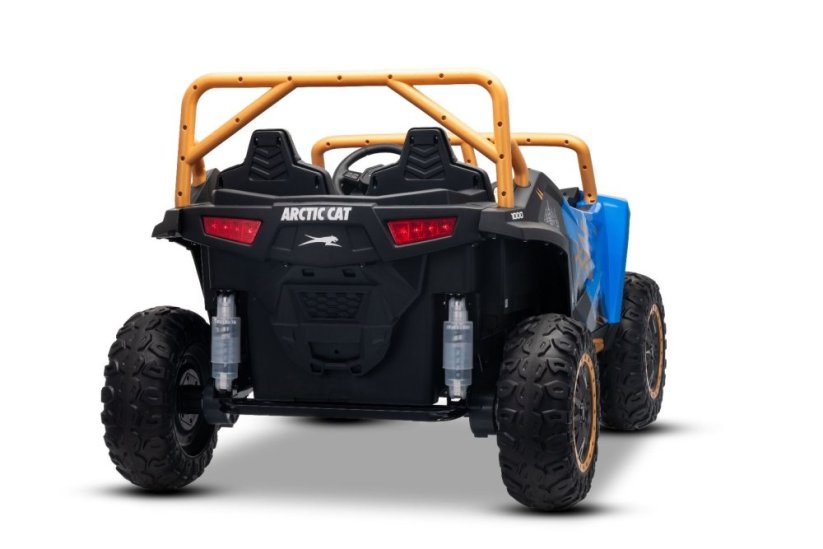 Elektrická buggy Arctic CAT XXL 4x4 24V, modrá, dvoumístná, měkká EVA kola, výkonné motory, lithiová baterie, MP3 přehrávač s Bluetooth, odpružená zadní náprava, koženková sedadla, originální licence