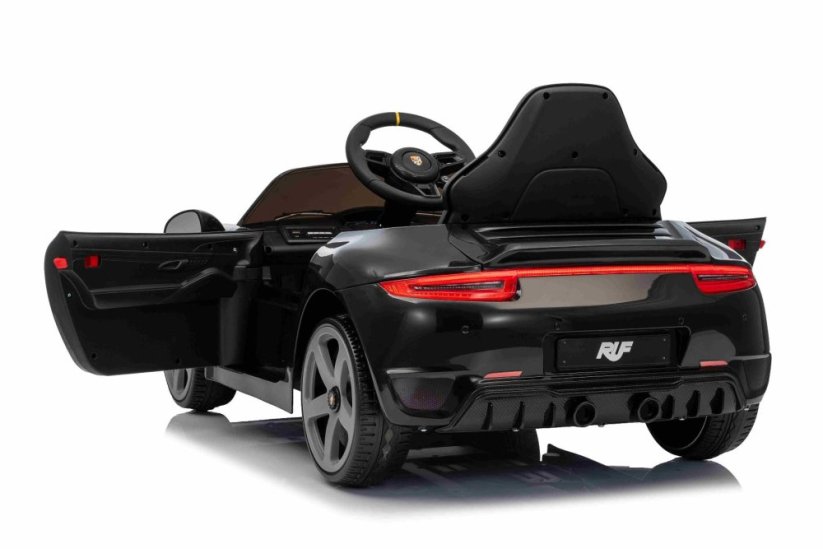 Beneo Elektrické autíčko RUF GT 12V, čierne, Otváracie dvere, 2.4 GHz diaľkové ovládanie, LED svetlá vpredu aj vzadu, USB/Aux Vstup, Lítiová batéria, 2 X 35W motor, ORIGINÁL licencia