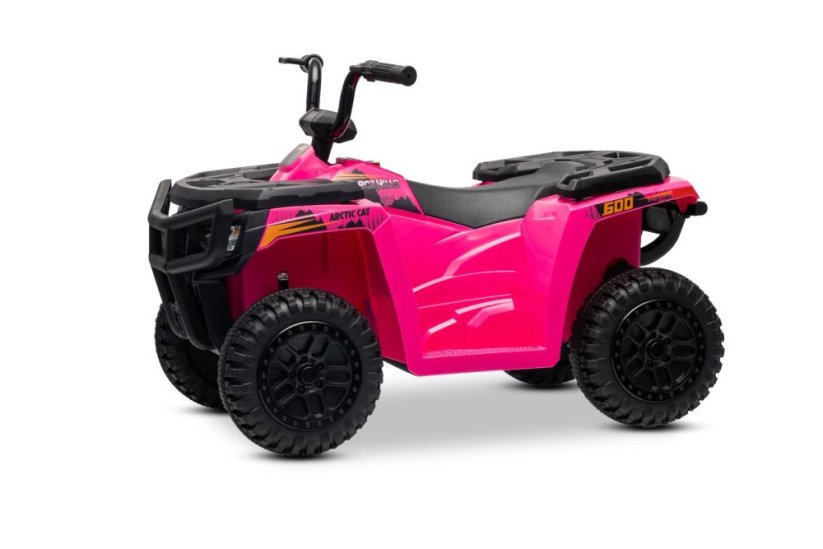 Elektrická čtyřkolka Beneo Arctic Cat 12V se zadním pohonem, růžová, LED světla, lithiová baterie, 2 x 25W motor, originální licence