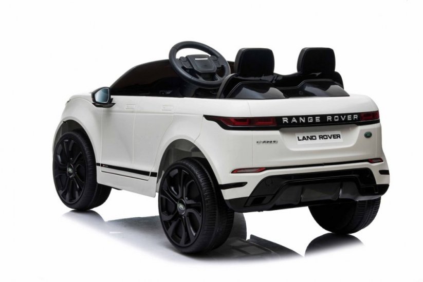 Beneo Elektrické autíčko Range Rover Evoque jednomiestne Kožené sedadlá MP3 Prehrávač s prípojkou USB/SD Pohon 4x4 Batéria 12V10AH EVA kolesá Odpružené nápravy Kľúčové trojpolohové štar biela
