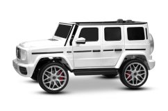 Beneo Elektrické autíčko Mercedes-Benz G63 AMG 4x4 Dvojmiestne 24V, biele, MP3 Prehrávač s USB/AUX a Bluetooth pripojením, Pohon 4x4, Lítiová batéria , EVA kolesá s odpružením, Koženkové sedadlá, Diaľkový ovládač, Licencované