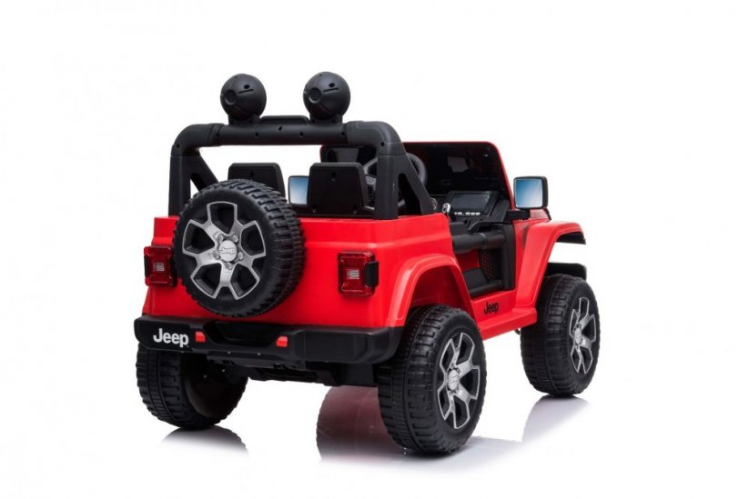 Beneo Elektrické autíčko JEEP Wrangler, Jednomiestne, Kožené sedadlá, Rádio s Bluetooth prehrávačom, SD/USB vstup, červené