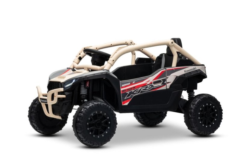 Elektrické autíčko Kawasaki TERYX KRX 1000 12V, khaki, jednomiestne, odpružená zadná náprava, 2,4 Ghz diaľkové ovládanie, Lítiová batéria, 2 x 25W Motory, MP3 s USB/AUX