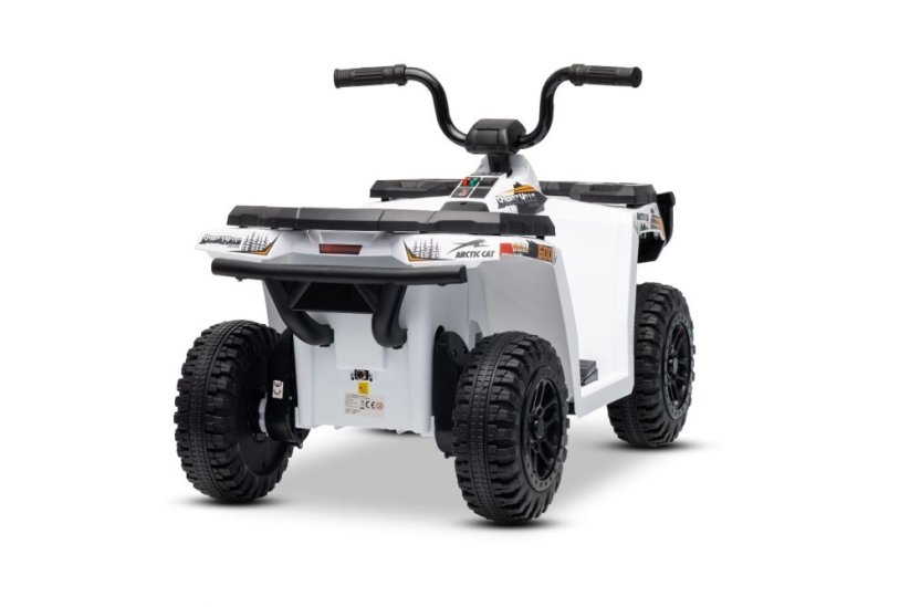Elektrická štvorkolka Beneo Arctic Cat 12V so zadným pohonom, biela, LED svetlá, Lítiová batéria, 2 x 25W motor, Originál Licencia