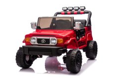 Beneo Elektrické autíčko Toyota FJ Cruiser XXL s pohonom 4x4, licencované (Dvojmiestne), červené, Prenosná lítiová batéria, Vysoký podvozok, Dve sedadlá, Odpružená zadná náprava, 2,4 GHz Diaľkový ovládač, MP3 prehrávač s Bt, LED