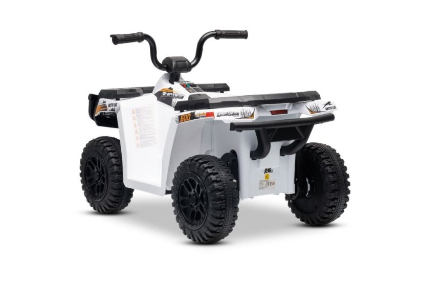 Elektrická štvorkolka Beneo Arctic Cat 12V so zadným pohonom, biela, LED svetlá, Lítiová batéria, 2 x 25W motor, Originál Licencia