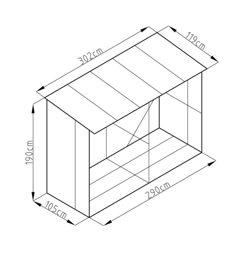 Prístrešok na drevo G21 WOH 682 - 302 x 119 cm, šedý