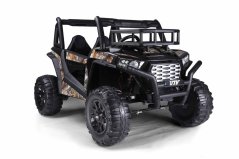 Beneo Elektrické autíčko UTV 24V, čierne, dvojmiestné, 2 x 200 W Motor, Lítiová batéria, EVA kolesá, odpružené nápravy, ektrická brzda, čalúnené sedadlo, 2,4 GHz DO, Dvojmiestne, USB, SD karta