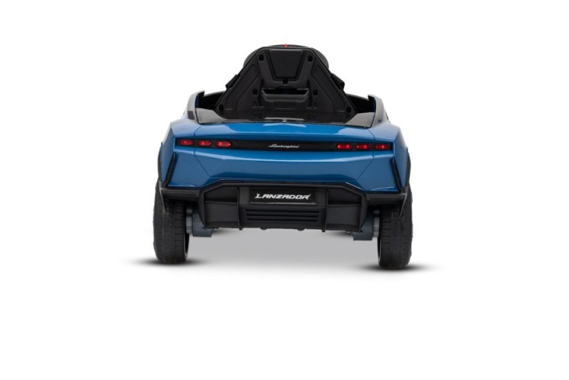 Beneo Elektrické autíčko Lamborghini Lanzador 12V s pohonom zadných kolies a licenciou (Jednomiestne), modré, Lítiová batéria, LED svetlá, široké sedadlo, 2,4 GHz diaľkový ovládač, MP3 prehrávač so vstupom USB/AUX a Bluetooth