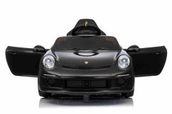 Beneo Elektrické autíčko RUF GT 12V, černé, otevírací dveře, dálkové ovládání 2,4 GHz, LED světla vpředu a vzadu, USB/Aux vstup, lithiová baterie, 2 X 35W motor, ORIGINÁLNÍ licence