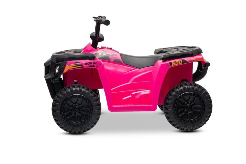 Elektrická čtyřkolka Beneo Arctic Cat 12V se zadním pohonem, růžová, LED světla, lithiová baterie, 2 x 25W motor, originální licence