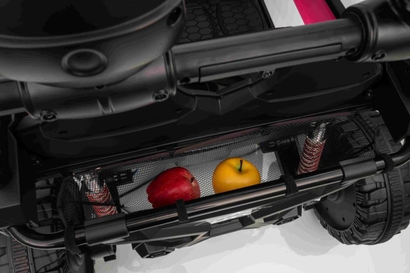 Beneo Elektrické auto T-REX Ride 4x4 dvoumístné 24V, růžové, MP3 přehrávač se vstupem USB/AUX, pohon 4x4, lithiová baterie, odpružení, dálkové ovládání, LED světla