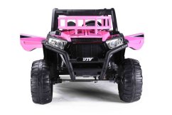 Beneo Elektrické autíčko UTV 24V, růžové, dvoumístné, 2 x 200 W Motor, Lithiová baterie, EVA kola, odpružené nápravy, ektrická brzda, čalouněné sedátko, 2,4 GHz DO, Dvoumístné, USB, SD karta
