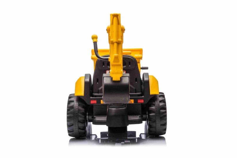 Beneo Licencovaný elektrický Bagr Caterpillar se svahovací i výkopovou lžící, Jednomístný, žlutý, USB vstupem na MP3 Přehrávači, Zadním pohonem s 2 x 30W Motory a Lithiovou baterií