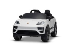 Elektrické autíčko Beneo Porsche Macan 12V s pohonom zadných kolies a licenciou (Jednomiestne), biele, Lítiová batéria, široké sedadlo, Odpružené nápravy, 2,4 GHz Diaľkový ovládač, MP3 prehrávač so vstupom USB/AUX, LED svetlá
