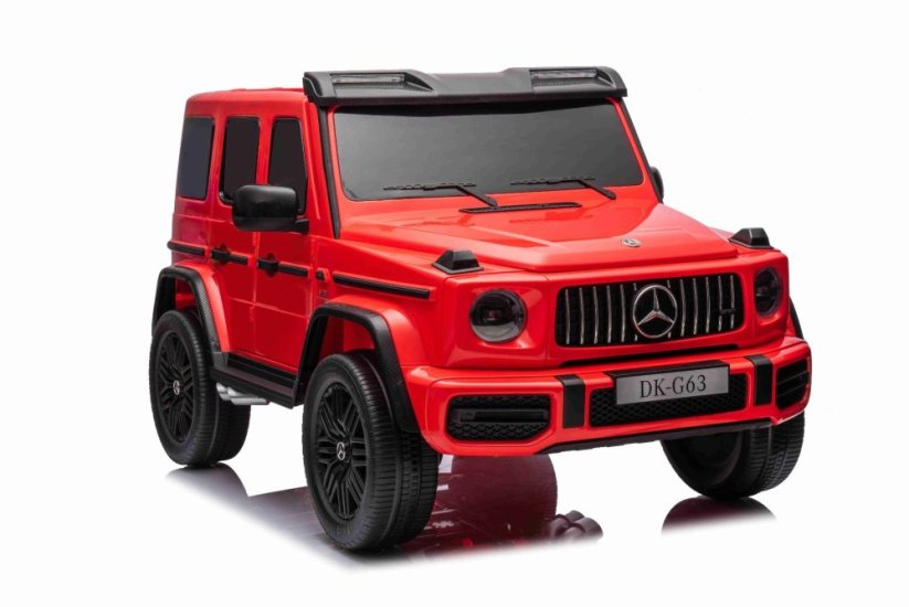 Beneo Elektrické autíčko Mercedes-Benz G63 AMG 4x4² Dvoumístné 12V, červené, MP3 Přehrávač s USB/AUX vstupem, Pohon 4x4, Baterie 12V14Ah, EVA kola s odpružením, Koženková sedadla, Dálkový ovladač, Licencované