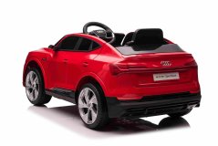 Elektrické autíčko Audi E-tron Sportback 12V, červené, široké jednomiestne sedadlo s trojbodovým pásom, 2,4 GHz diaľkové ovládanie, USB/AUX Vstup, Odpruženie, Lítiová batéria, LED svetlá, 2 X 25W Motor, ORIGINÁL licencia