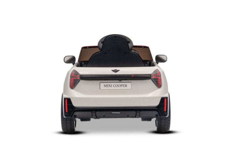 Beneo Elektrické autíčko BMW Mini Cooper 12V, biele, USB Vstup s Bluetooth pripojením na MP3 Prehrávači, 2,4 GHz diaľkové ovládanie, 2 x 25W Motor, Lítiová batéria, LED svetlá, ORIGINAL licencia