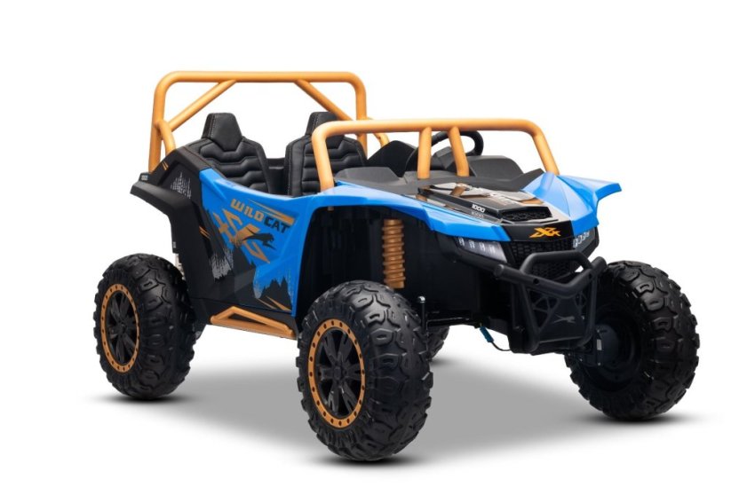 Elektrická buggy Arctic CAT XXL 4x4 24V, modrá, dvoumístná, měkká EVA kola, výkonné motory, lithiová baterie, MP3 přehrávač s Bluetooth, odpružená zadní náprava, koženková sedadla, originální licence