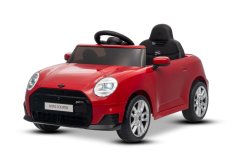 Beneo Elektrické auto BMW Mini Cooper 12V, červené, USB vstup s Bluetooth připojením na MP3 přehrávač, 2,4GHz dálkové ovládání, 2 x 25W motor, lithiová baterie, LED světla, ORIGINÁLNÍ licence
