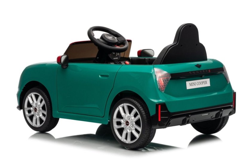 Beneo Elektrické autíčko BMW Mini Cooper 12V, zelené, USB Vstup s Bluetooth pripojením na MP3 Prehrávači, 2,4 GHz diaľkové ovládanie, 2 x 25W Motor, Lítiová batéria, LED svetlá, ORIGINAL licencia