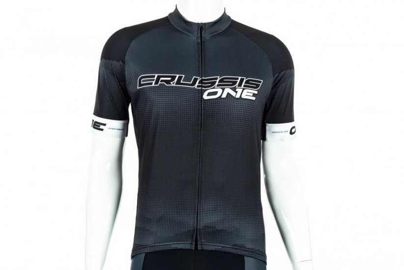 Cyklistický dres Crussis - ONE, krátký rukáv, černá-bílá