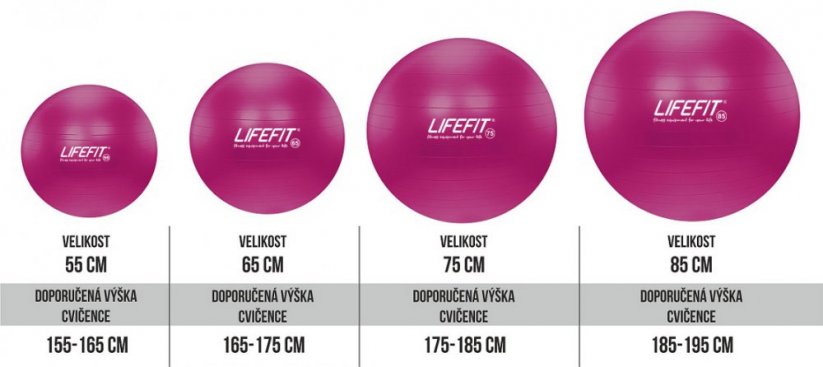 Gymnastický míč Lifefit Anti-burst 85 cm, bordó