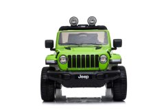 Beneo Elektrické autíčko JEEP Wrangler, Jednomístné, Zelené, Koženková sedadla, Rádio s Bluetooth přehrávačem, SD/USB vstup, Pohon 4x4, Lithiová baterie, EVA kola, Odpružená náprava, 2,4 GHz Dálkové Ovládání