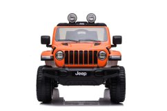 Beneo Elektrické autíčko JEEP Wrangler, Jednomístné, Oranžová, Koženková sedadla, Rádio s Bluetooth přehrávačem, SD/USB vstup, Pohon 4x4, Lithiová baterie, EVA kola, Odpružená náprava, 2,4 GHz Dálkové Ovládání