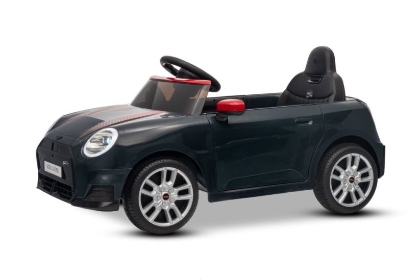Beneo Elektrické auto BMW Mini Cooper 12V, černé, USB vstup s Bluetooth připojením na MP3 přehrávač, 2,4GHz dálkové ovládání, 2 x 25W motor, lithiová baterie, LED světla, ORIGINÁLNÍ licence
