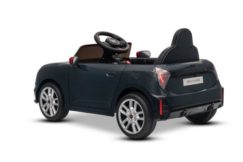 Beneo Elektrické auto BMW Mini Cooper 12V, černé, USB vstup s Bluetooth připojením na MP3 přehrávač, 2,4GHz dálkové ovládání, 2 x 25W motor, lithiová baterie, LED světla, ORIGINÁLNÍ licence