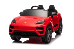 Elektrické autíčko Beneo Porsche Macan 12V s pohonom zadných kolies a licenciou (Jednomiestne), červené, Lítiová batéria, široké sedadlo, Odpružené nápravy, 2,4 GHz Diaľkový ovládač, MP3 prehrávač so vstupom USB/AUX, LED svetlá