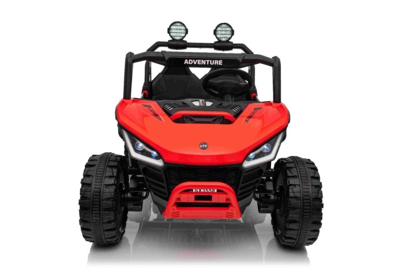 Elektrické auto Beneo T-REX Ride 4x4 dvoumístné 24V, červené, MP3 přehrávač se vstupem USB/AUX, pohon 4x4, lithiová baterie, odpružení, dálkové ovládání, LED světla