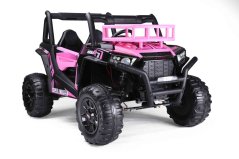 Beneo Elektrické autíčko UTV 24V, ružové, dvojmiestné, 2 x 200 W Motor, Lítiová batéria, EVA kolesá, odpružené nápravy, ektrická brzda, čalúnené sedadlo, 2,4 GHz DO, Dvojmiestne, USB, SD karta