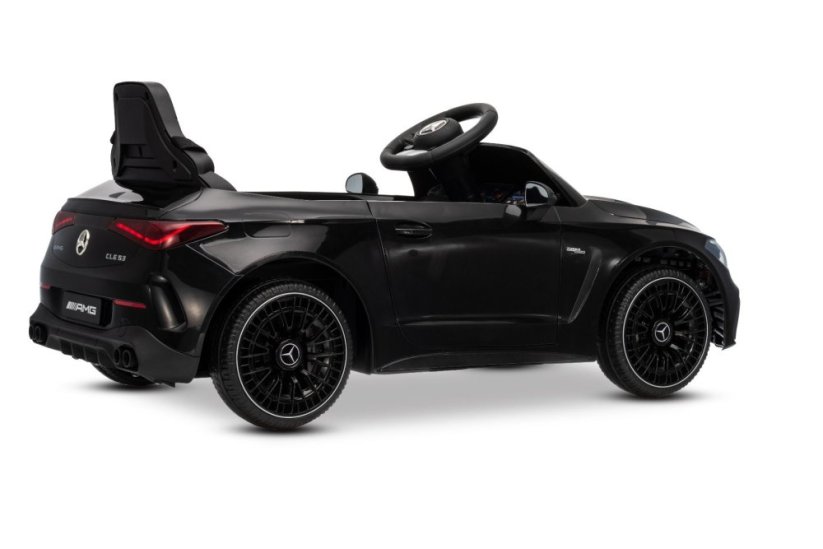 Beneo Elektrické autíčko Mercedes CLE 12V s pohonom zadných kolies, čierne, Jednomiestne, Lítiová batéria, LED svetlá, široké sedadlo, 2,4 GHz diaľkový ovládač, MP3 prehrávač so vstupom USB/AUX a Bluetooth, ORIGINAL Licencia