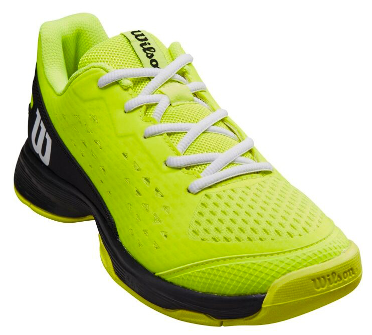 Juniorská tenisová obuv Wilson Rush Pro Jr L safety yellow / black / white - Velikost obuvi: 36