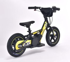 Dětské elektrické odrážedlo RIRIBIKE RTX3 24V (12”), žluté, Lithiová baterie, 100W motor, Kotoučová brzda, Nastavitelné měkké PU sedátko
