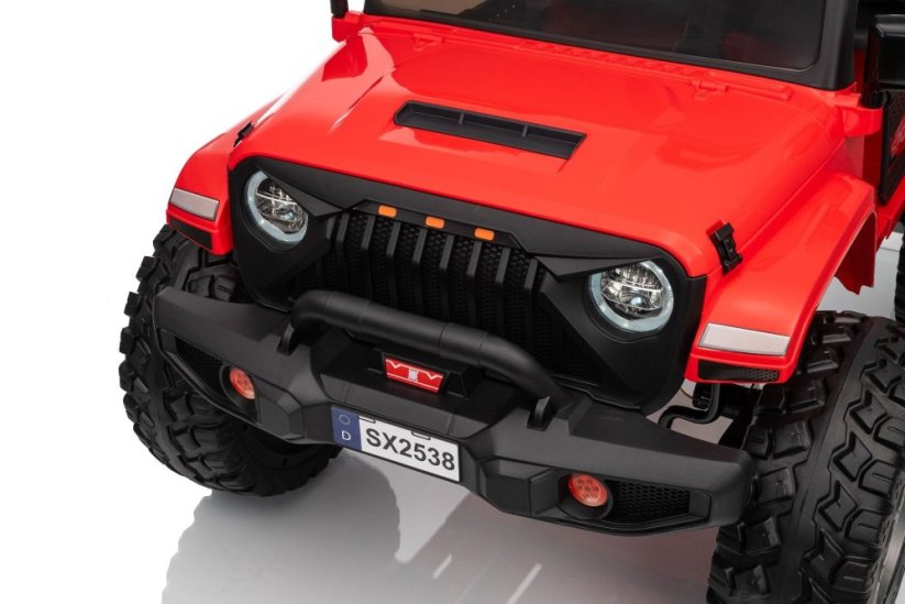 Elektrické autíčko Beneo Motors OFFRIDE 4x4² Dvoumístné 12V, červené, MP3 Přehrávač s USB/AUX vstupem, Pohon 4x4, Lithiová Baterie, EVA kola s odpružením, Dálkový ovladač, LED Světla