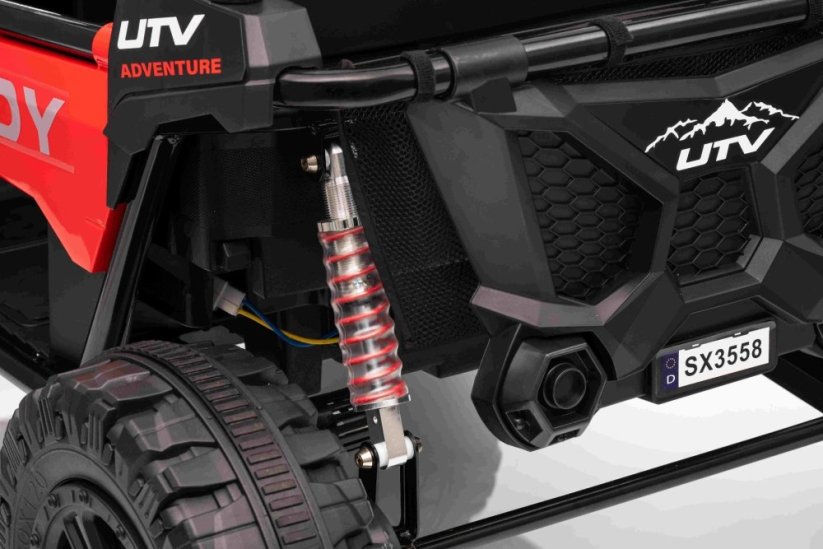 Elektrické auto Beneo T-REX Ride 4x4 dvoumístné 24V, bílé, MP3 přehrávač se vstupem USB/AUX, pohon 4x4, lithiová baterie, odpružení, dálkové ovládání, LED světla
