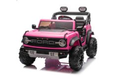 Elektrické autíčko Beneo Ford Bronco XL s pohonem zadních kol, licencované (Dvoumístné), růžové, Lithiová baterie, Vysoký podvozek, Dvě sedadla, Odpružená zadní náprava, 2,4 GHz Dálkový ovladač, MP3 přehrávač se vstupem USB, LED